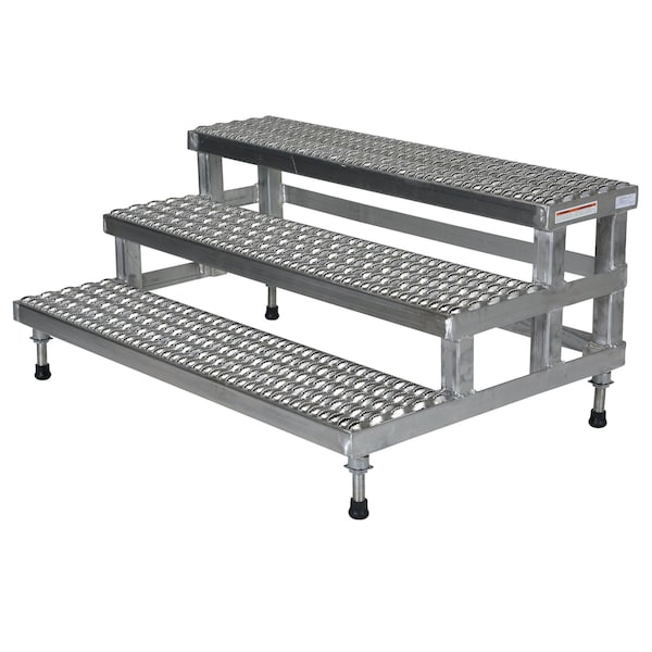 Vestil Adjustable Step Stand, 3 Step, 48x34", 22.25 Overall Height, Stainless Steel, Silver ASP-48-3-SS - main